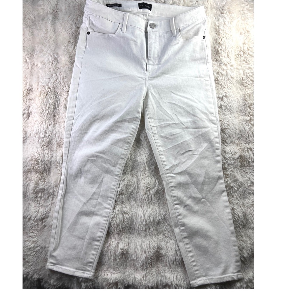 Talbots White Jegging Crop Pants Womens 6P Petite Stretch Denim Jeans. A24